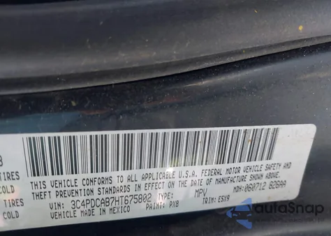 2017 Dodge Journey Se из США, поврежденный, VIN 3C4PDCAB7HT675802